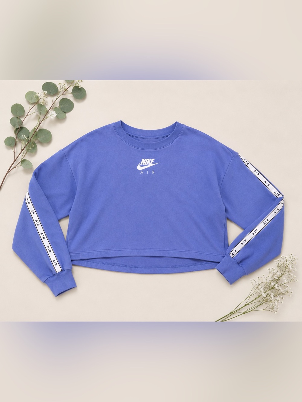 Nike Air Oversized Cropped Sweatshirt XXL Blue Athleisure Drop Sleeve